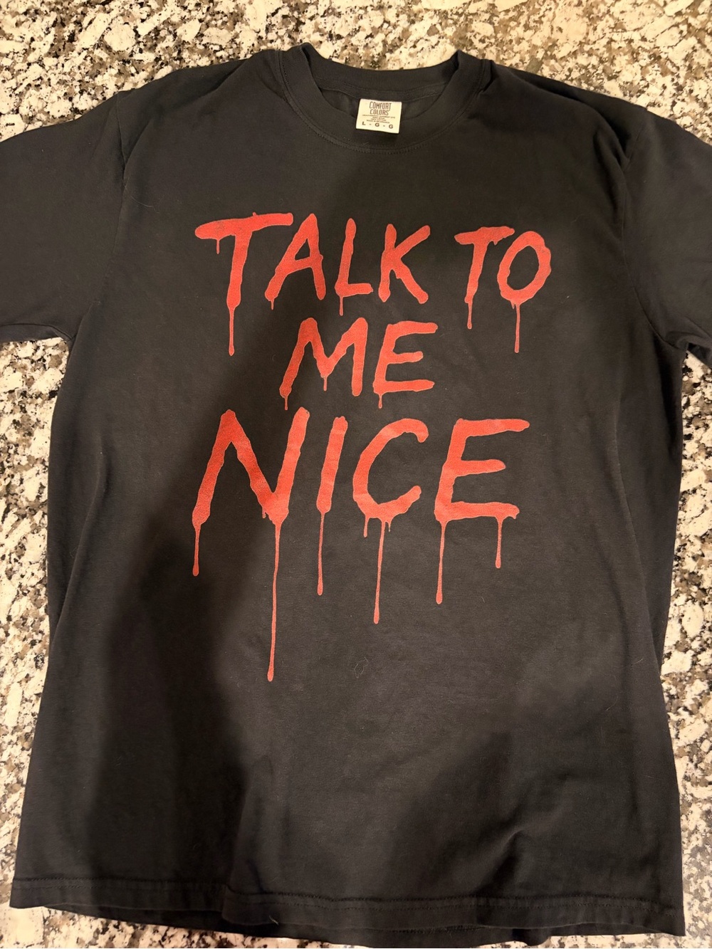 Comfort Colors Talk To Me Nice Graphic Tee Unisex Large Black Horror Grunge